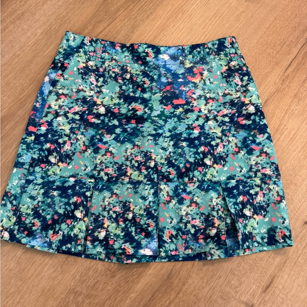 Lady Hagen Pleated Hem Golf Skort Blue Floral Print/Pockets Size 4